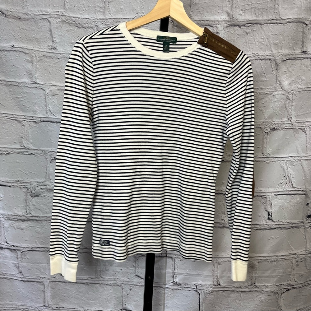 Lauren Ralph Lauren Jeans Co. black and white striped long sleeve shirt